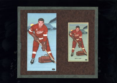 Picture, Helmar Brewing, Hockey Icers Card # 29, Alex Delvecchio, Blue evening, brown hair, Detroit Red Wings